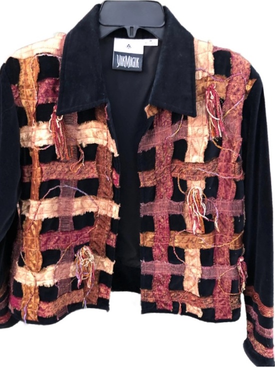 Yak Magik Jackets & Blazers - Yak Magik ~ Medium ~ Vtg ~ Black/Gold • Velvet ~ Silk Ribbons/ Fringe ~ Jacket